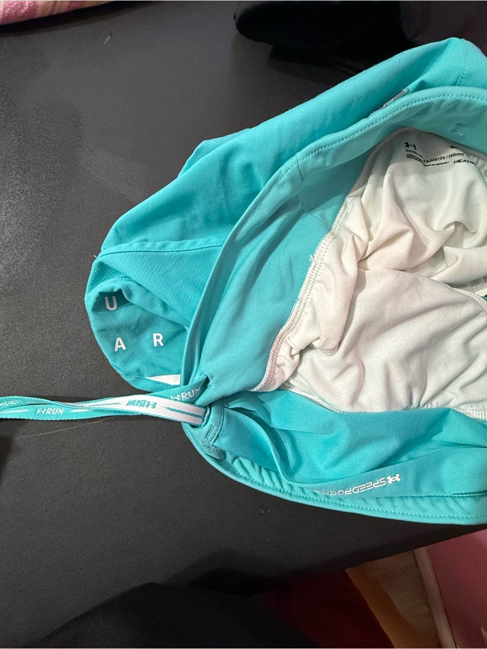 Under Armour Heat Gear Teal Shorts Elastic Waist Pocket Lined Women's SM Fitted - Picture 5 of 5